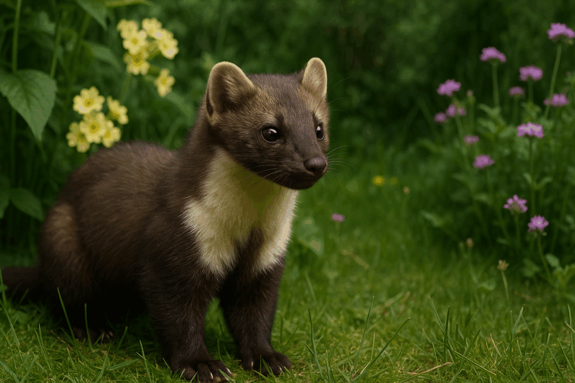 fouine sauvage dans un jardin