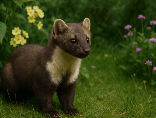 fouine sauvage dans un jardin
