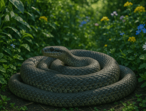 une couleuvre dans un jardin
